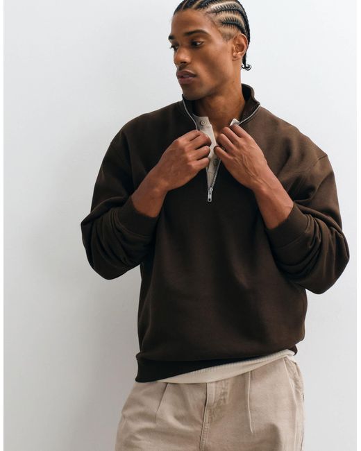 ASOS – basic-sweatshirt mit relaxed-fit-design in Brown für Herren