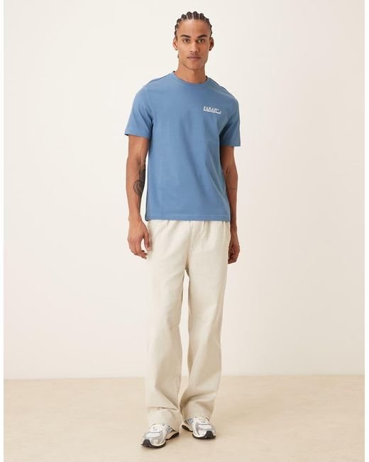 Farah Blue Morween Short Sleeve Graphic T-shirt With Back Print for men