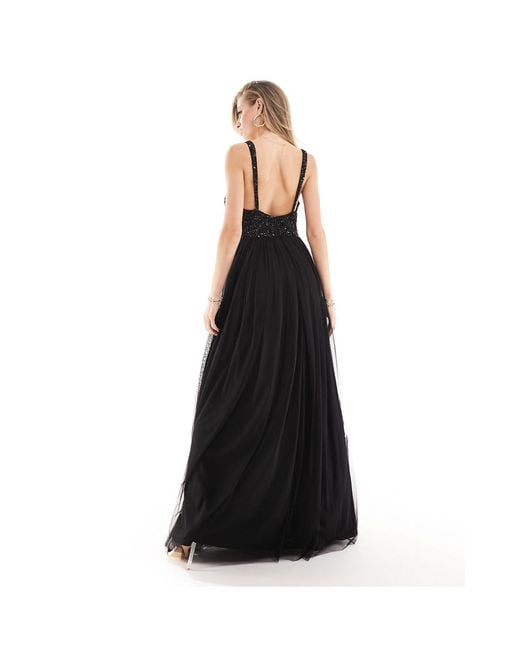 Beauut Black Bridesmaid Embellished V-neck Maxi Dress