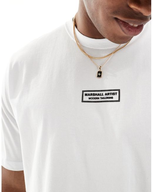 T-shirt bianca a maniche corte con brand di Marshall Artist in White da Uomo
