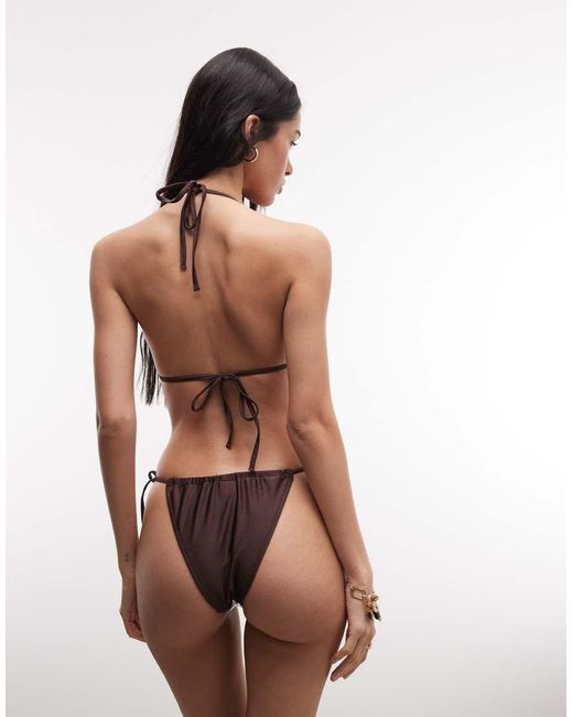 Collusion Brown Beaded Trim Side Tie Bikini Bottoms