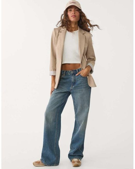 Blazer Slim Écru di Stradivarius in Natural