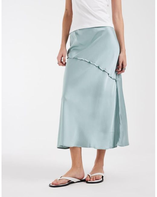 Aware Natural Satin Maxi Skirt With Drop Waist