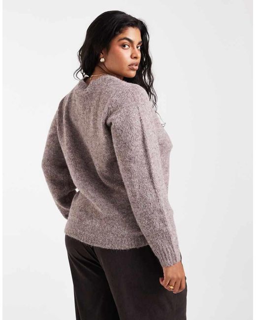 Vero Moda Gray Soft Fluffy Knit O-neck Jumper