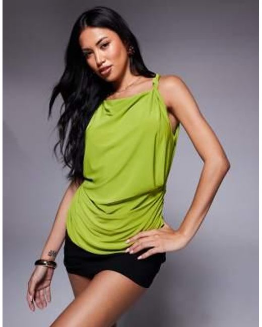 ASOS Green Twist Shoulder Drape Top