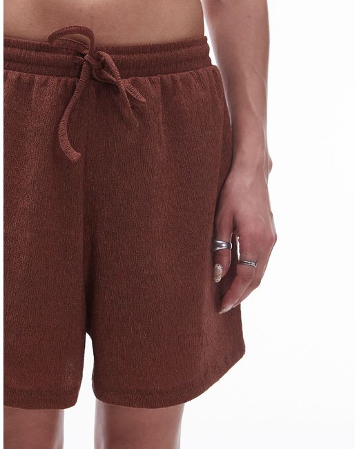 TOPSHOP Red Casual Crinkle Drawstring Shorts
