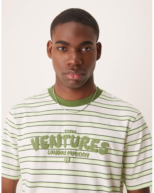 ASOS Natural Cropped T-shirt With Puff Text Graphic for men
