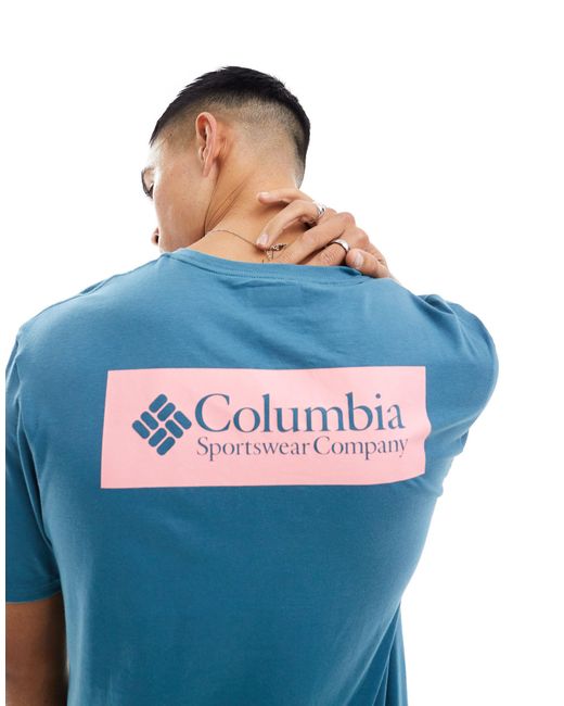 Columbia Blue North Cascades Back Print T-shirt for men