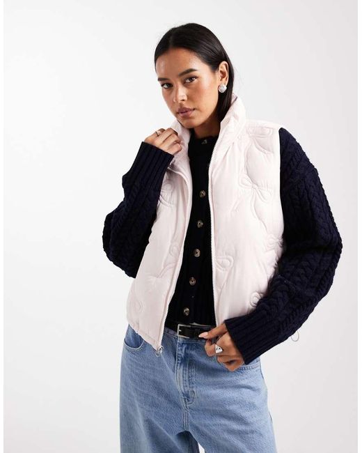 Hollister Blue Nylon Puffer Gilet With Bow Pattern