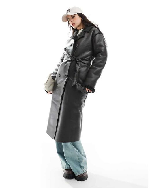 Brave Soul Brown Faux Shearling Long Coat