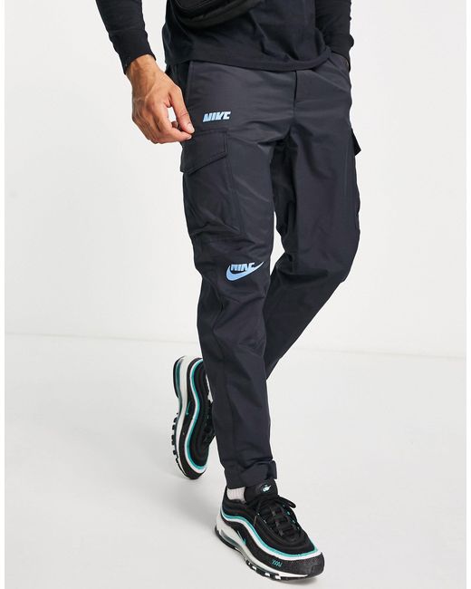 Nike Sport Essentials Multi Futura Logo Woven Cargo Pants in Black for