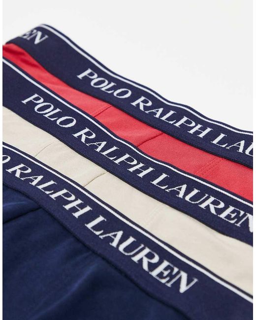 Polo Ralph Lauren Blue 3 Pack Logo Waistband Trunks