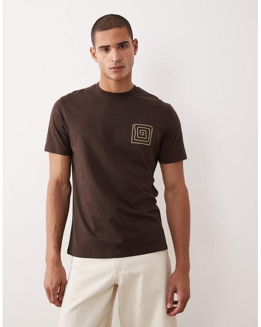 Threadbare Brown Back Print T-shirt for men