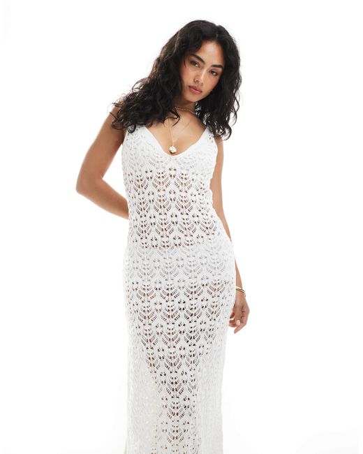 Brave Soul White Knitted Beach Dress