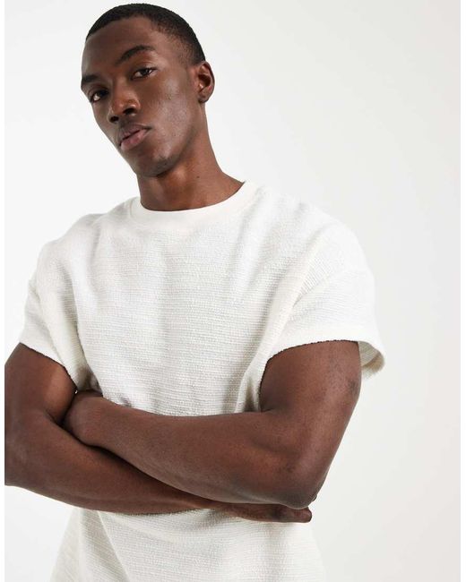 ASOS White Heavyweight Boxy Oversized T-shirt With Cap Sleeves for men
