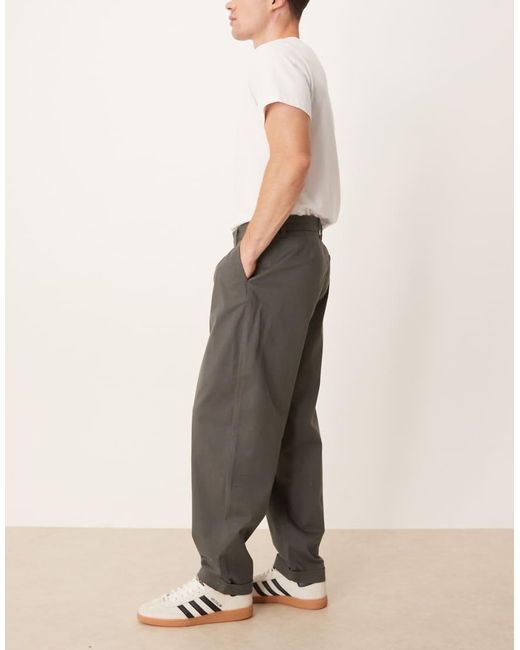 ASOS Gray Oversized Tapered Fit Chino Trousers for men