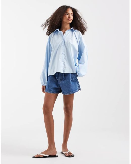 ASOS White Oversized Bubble Sleeve Shirt