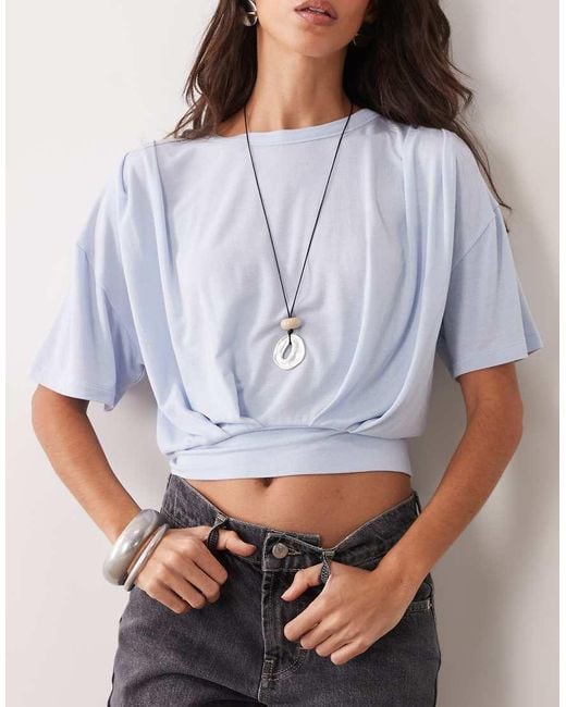 ASOS Gray Cropped Fitted Waist Floaty T-Shirt