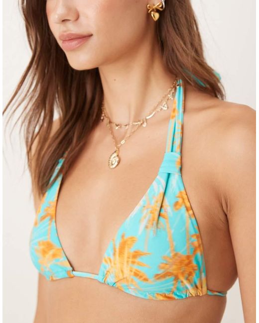 Wild Lovers Green Sweet Escape Palm Print Triangle Bikini Top