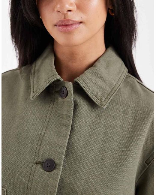 ASOS Green Asos Design Petite Short Cotton Harrington Jacket