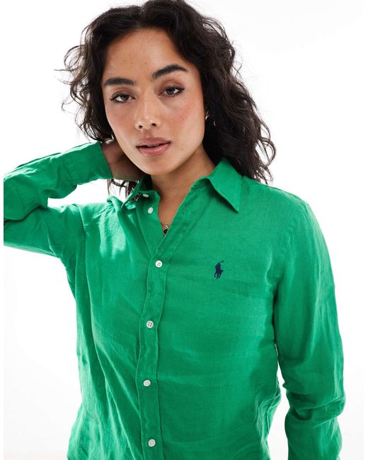 Polo Ralph Lauren Green – leinen-hemdbluse