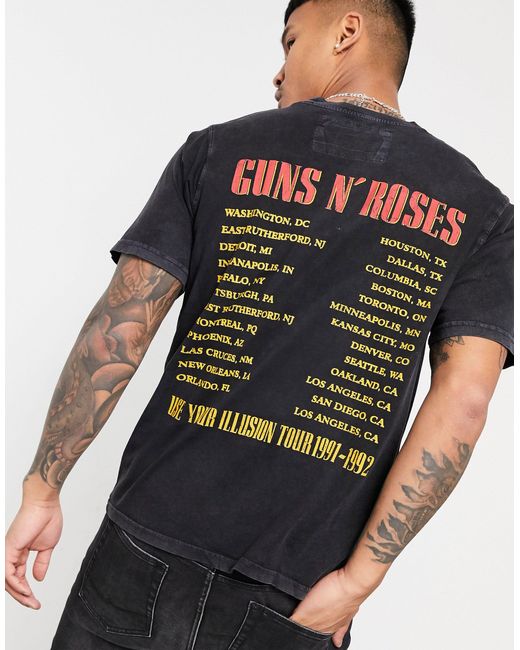 T-shirt guns'n'roses Pull&Bear pour homme en coloris Black