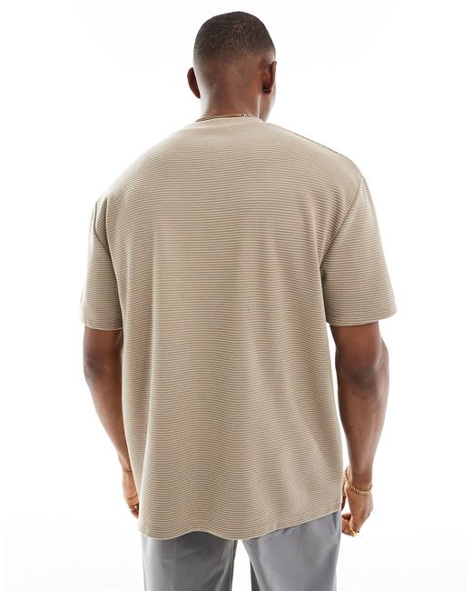 Camiseta marrón holgada con detalle ASOS de hombre de color Natural