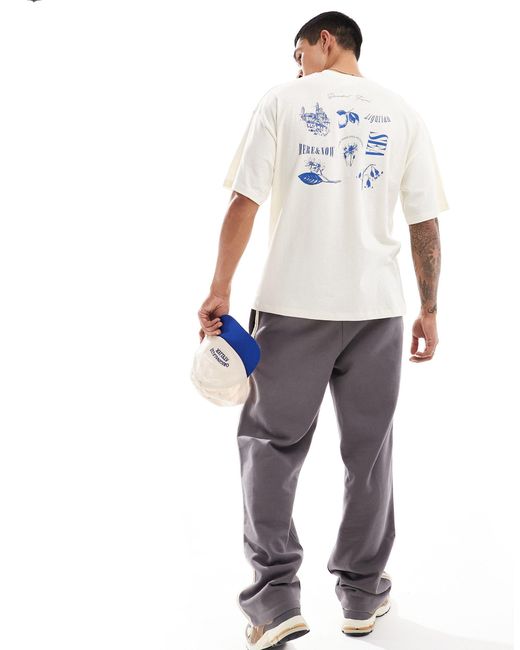 T-shirt oversize color crema con stampa "lemon holiday" di SELECTED in White da Uomo