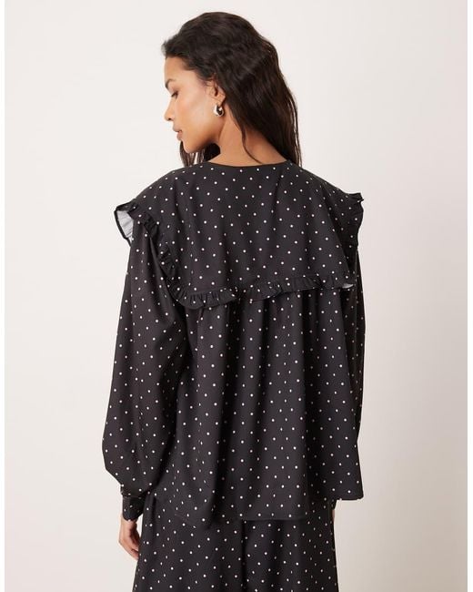 Glamorous Black Oversized Ruffle Blouse