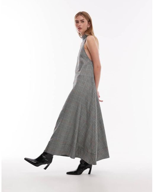 ASOS Gray High Neck Sleeveless Full Skirt Maxi Dress