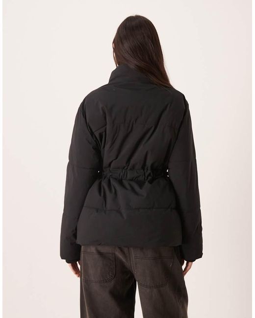 Nobody's Child Black Funnel Neck Tie Side Padded Coat