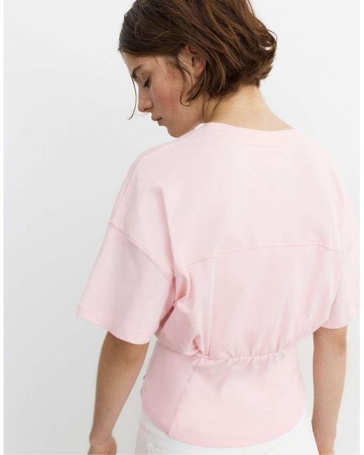 Pull&Bear Pink Boxy Panel T-shirt