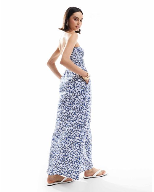 Threadbare Blue – trägerloses midikleid