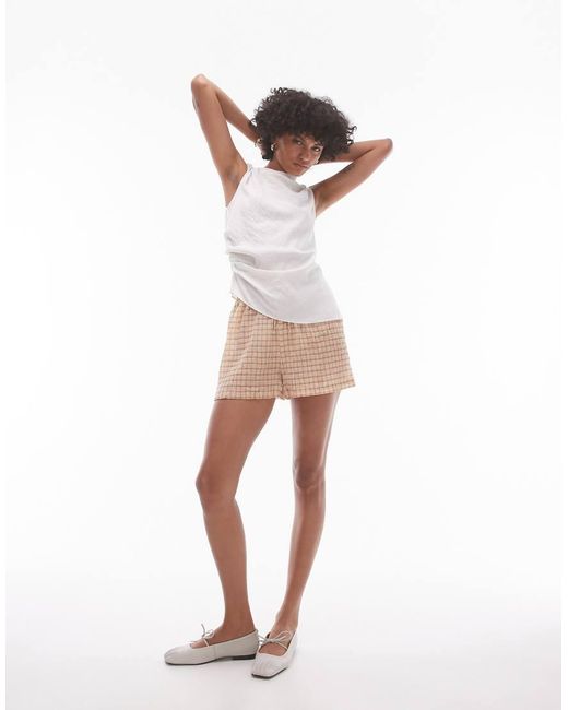 Top Blanco Sin Mangas Con Detalle Anudado En El Lateral De -Rojo TOPSHOP de color White