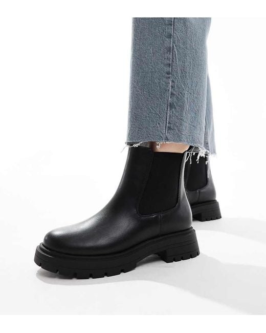 Asos Design Wide Fit Black Adjust Chunky Chelsea Boots