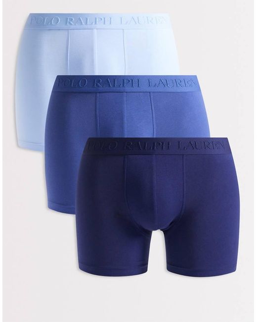 Polo Ralph Lauren Blue 3 Pack Of Stretch Cotton Tonal Boxer Briefs for men