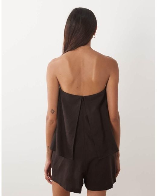 ASOS Black Asos Design Tall Bandeau Double Layer Playsuit