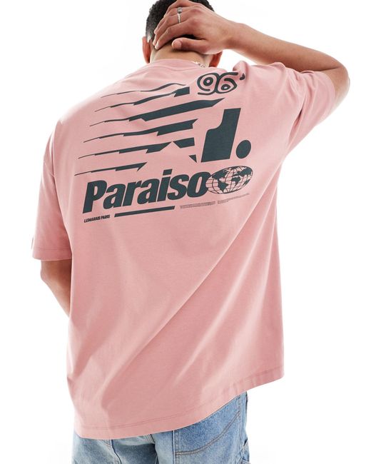 Camiseta extragrande con estampado deportivo ASOS de hombre de color Pink