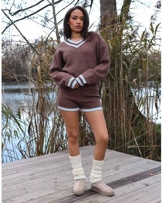 SIMMI Brown Layla Knitted Mini Shorts