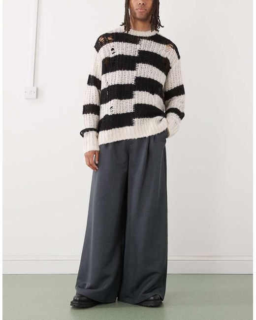 Collusion Black Tailored Wide Leg Trouser for men