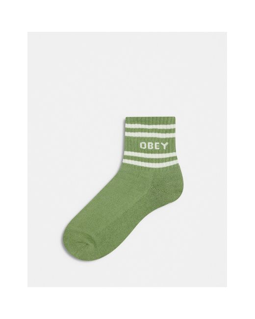 Obey Green Logo Stipe Socks