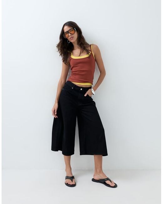 ASOS Black Crop Wide Leg Jeans