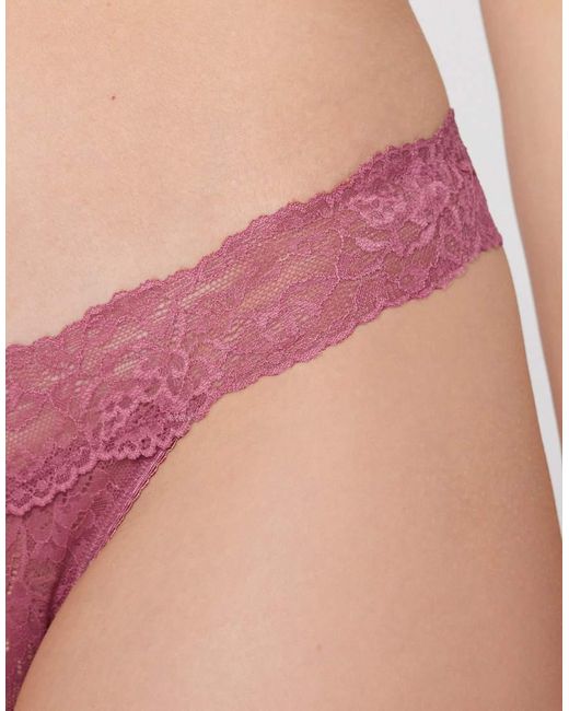 Tezenis Pink High-Cut Lace G-String