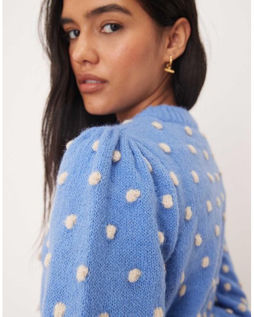 Pull tricoté décontracté à pois texturés Jdy en coloris Blue