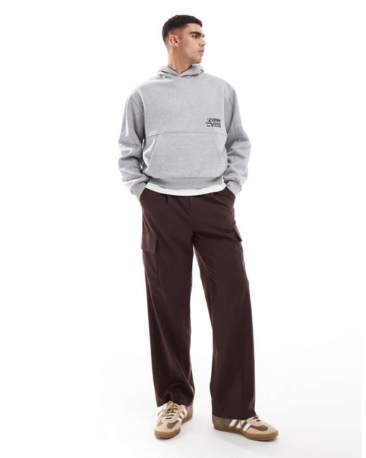 ASOS Gray Boxy Hoodie With Seam Detail And Graffiti Print for men
