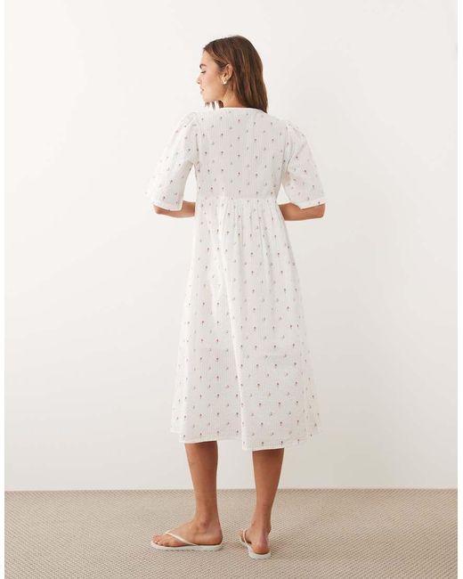 Jdy Natural V Neck Button Down Midi Dress