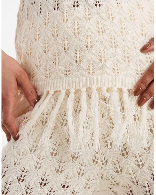 New Look White Co-Ord Tassel Hem Longline Knitted Vest