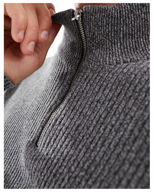 Jersey gris jaspeado ajustado básico con cremallera corta ASOS de hombre de color Gray