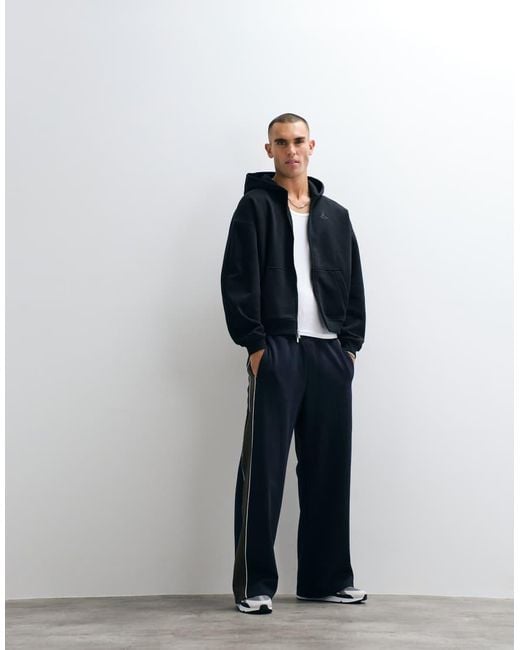 Nike Blue Chest Logo Oversized Heavyweight Full Zip Hoodie for men