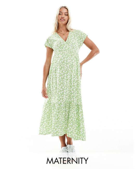 Mamalicious maternity - robe mi-longue à col v et imprimé fleuri - vert Mama.licious en coloris Green